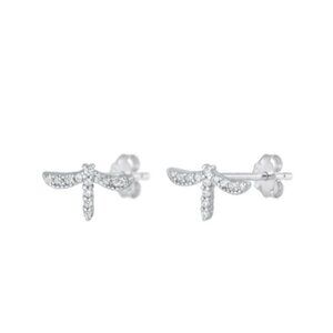 Silver CZ Dragonfly Earrings